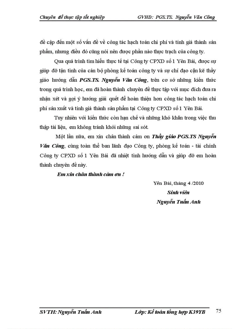 image for page Hoàn thiện kế toán chi phí sản xuất và tính giá thành sản phẩm xây lắp tại Công ty Cổ phần Xây dựng số 1 Yên Bái 1