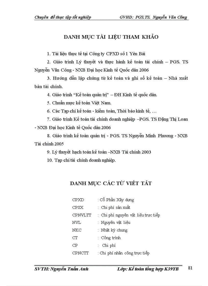 image for page Hoàn thiện kế toán chi phí sản xuất và tính giá thành sản phẩm xây lắp tại Công ty Cổ phần Xây dựng số 1 Yên Bái 1
