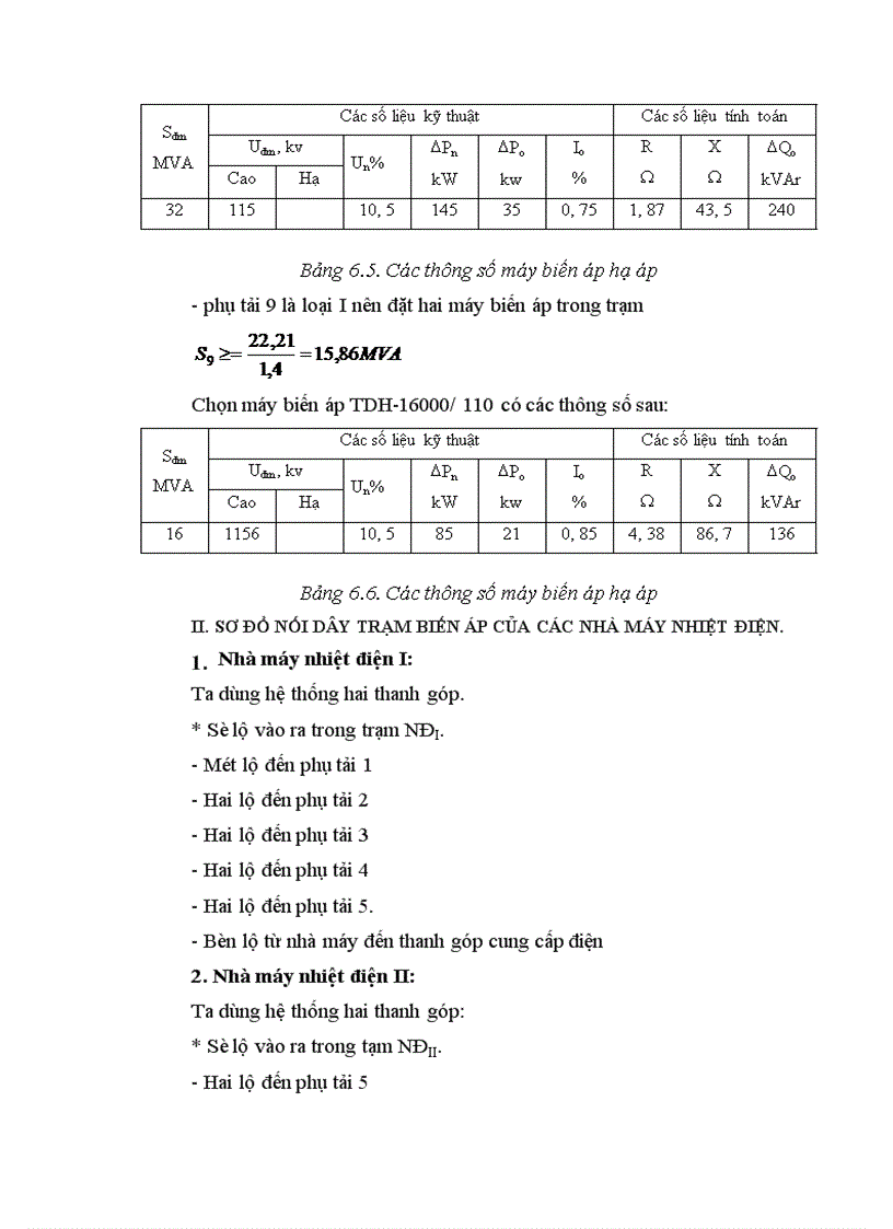 image for page Chọn máy biến áp và sơ đồ nối điện chính