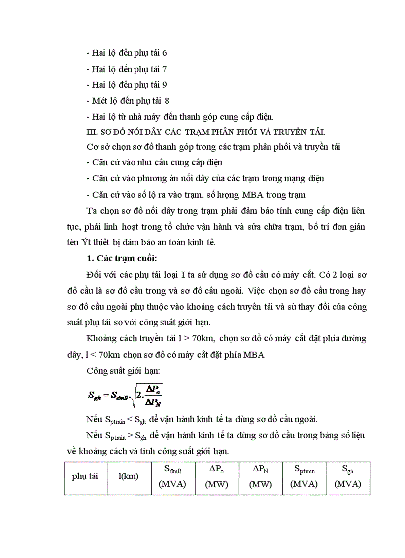 image for page Chọn máy biến áp và sơ đồ nối điện chính