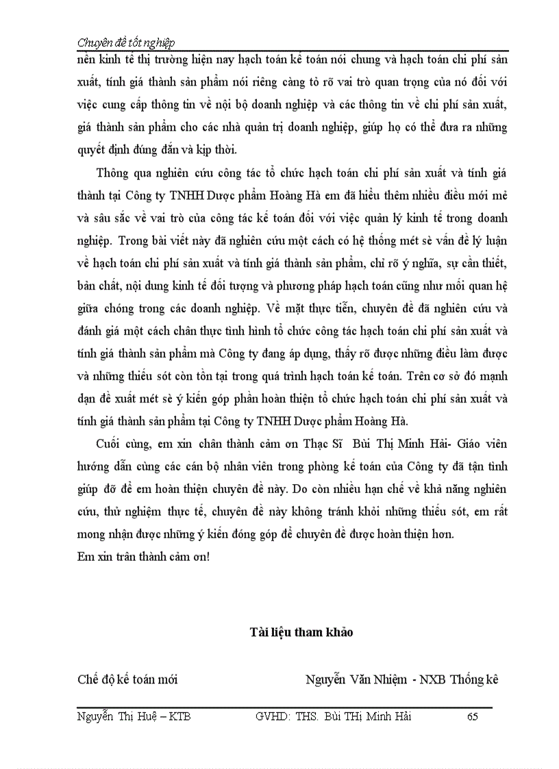 image for page Hoàn Thiện kế toán tập hợp chi phí sản xuất và tính giá thành sản phẩm tại Công ty TNHH Dược Phẩm Hoàng Hà 1