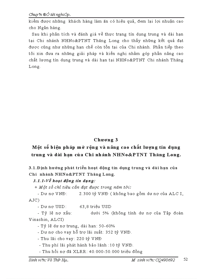 image for page Nâng cao chất lượng tín dụng trung và dài hạn tại Chi nhánh NHNo PTNT Thăng Long 1
