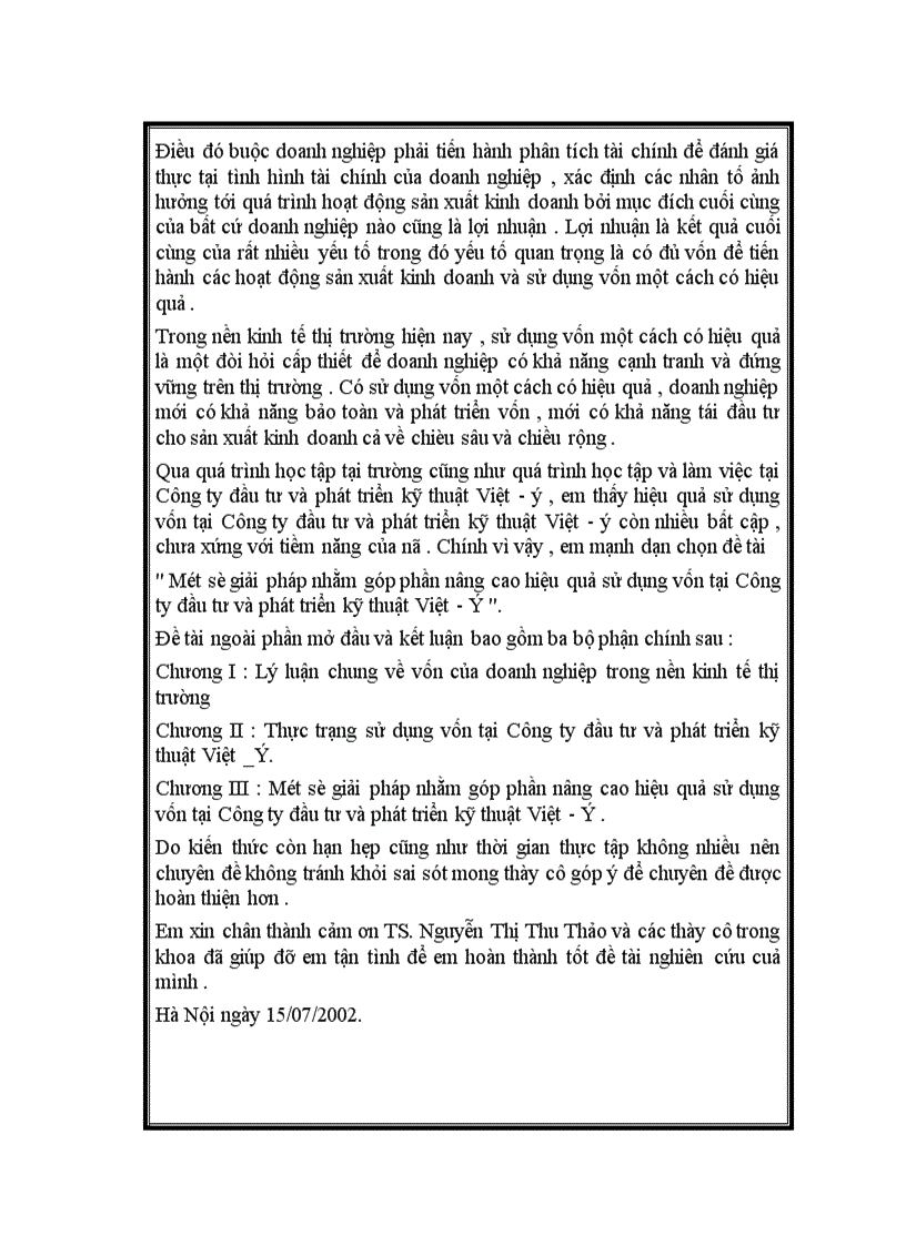 image for page Một số giải pháp nhằm góp phần nâng cao hiệu quả sử dụng vốn tại Công ty đầu tư và phát triển kỹ thuật Việt ý 1