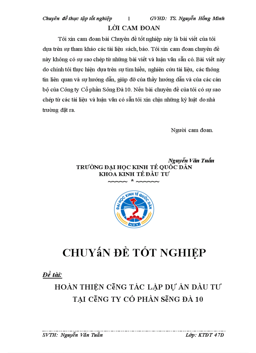 image for page Hoàn thiện công tác lập dự án dầu tư tại công ty cổ phần sông đà 10 1