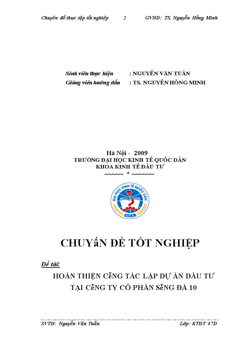 image for page Hoàn thiện công tác lập dự án dầu tư tại công ty cổ phần sông đà 10 1