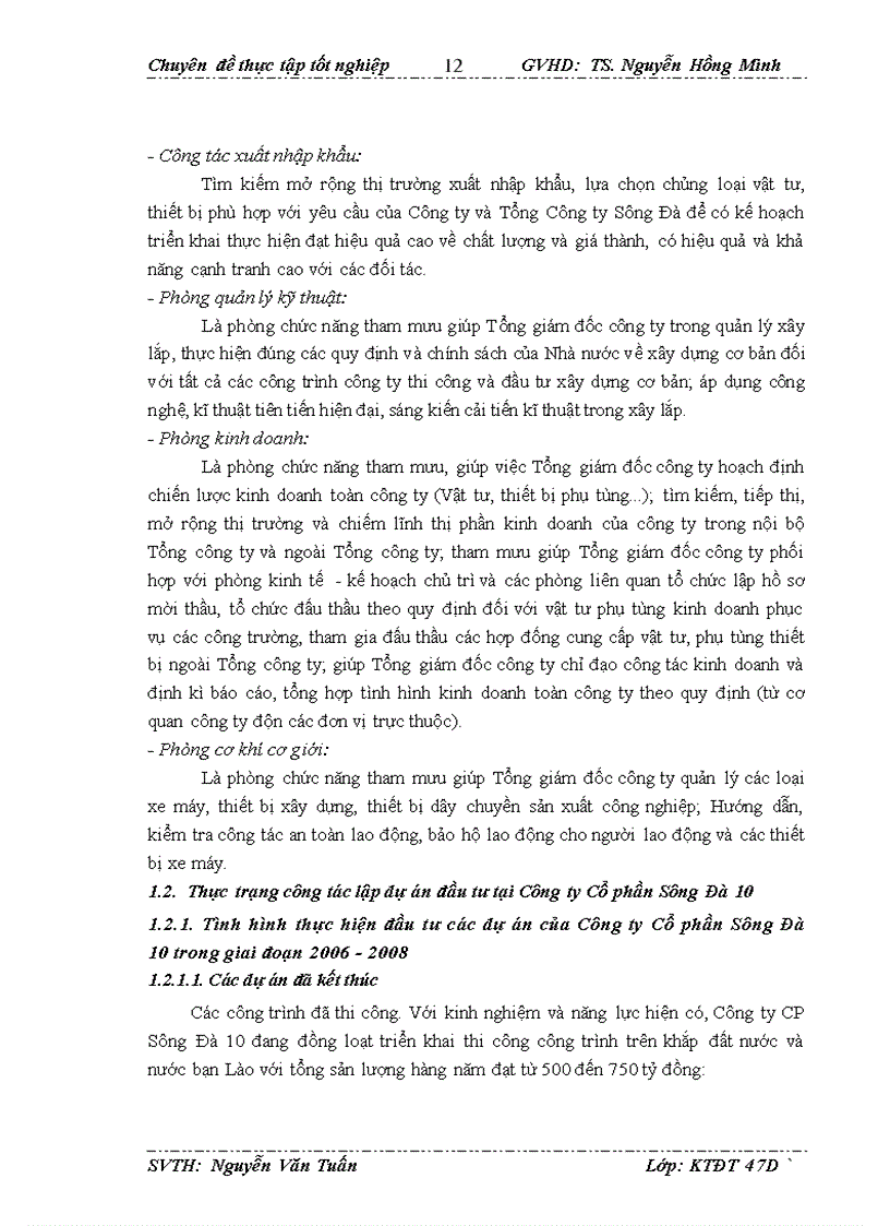 image for page Hoàn thiện công tác lập dự án dầu tư tại công ty cổ phần sông đà 10 1