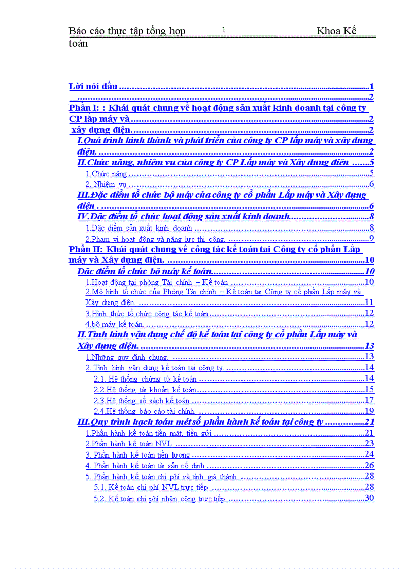 image for page Báo cáo thực tập tổng hợp tại công ty CP lắp máy và xây dựng điện