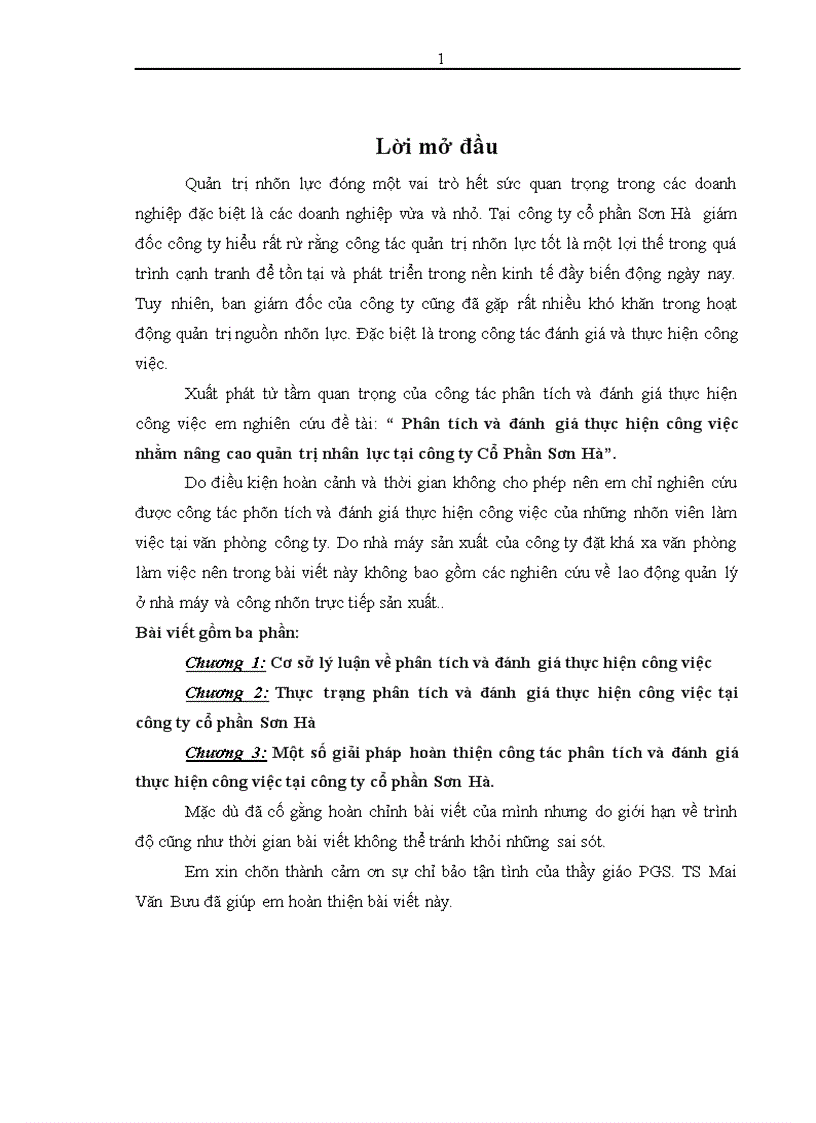image for page Phân tích và đánh giá thực hiện công việc nhằm nâng cao quản trị nhân lực tại công ty Cổ Phần Sơn Hà 1