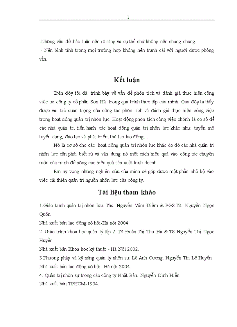 image for page Phân tích và đánh giá thực hiện công việc nhằm nâng cao quản trị nhân lực tại công ty Cổ Phần Sơn Hà 1