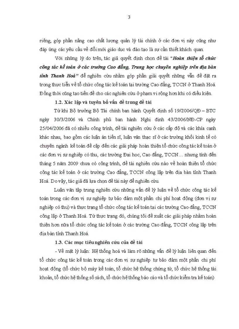 image for page Hoàn thiện tổ chức công tác kế toán ở các trường Cao đẳng Trung học chuyên nghiệp trên địa bàn tỉnh Thanh Hoá