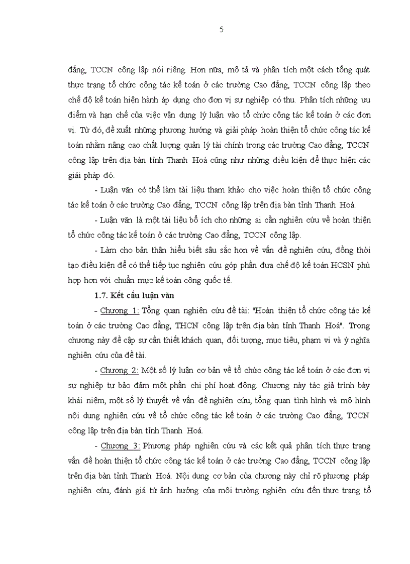 image for page Hoàn thiện tổ chức công tác kế toán ở các trường Cao đẳng Trung học chuyên nghiệp trên địa bàn tỉnh Thanh Hoá