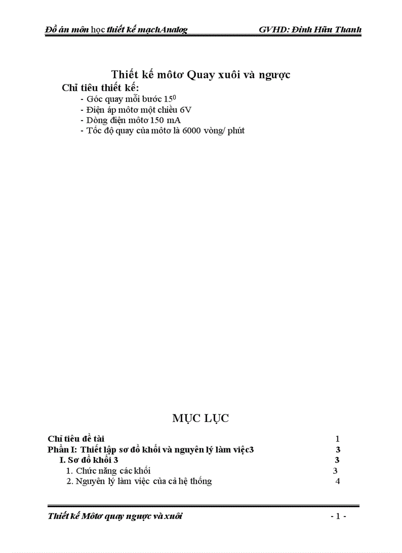 image for page Thiết kế Môtơ quay ngược và xuôi