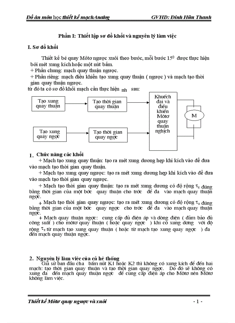 image for page Thiết kế Môtơ quay ngược và xuôi