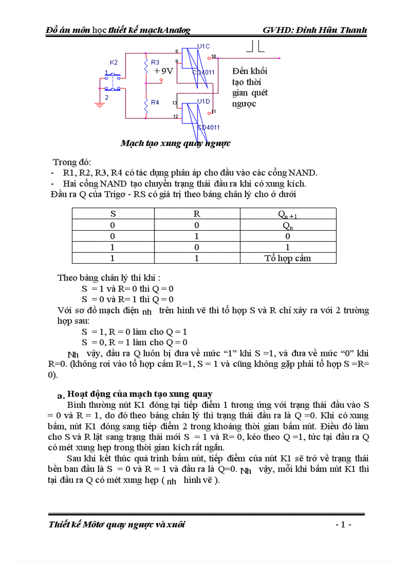 image for page Thiết kế Môtơ quay ngược và xuôi