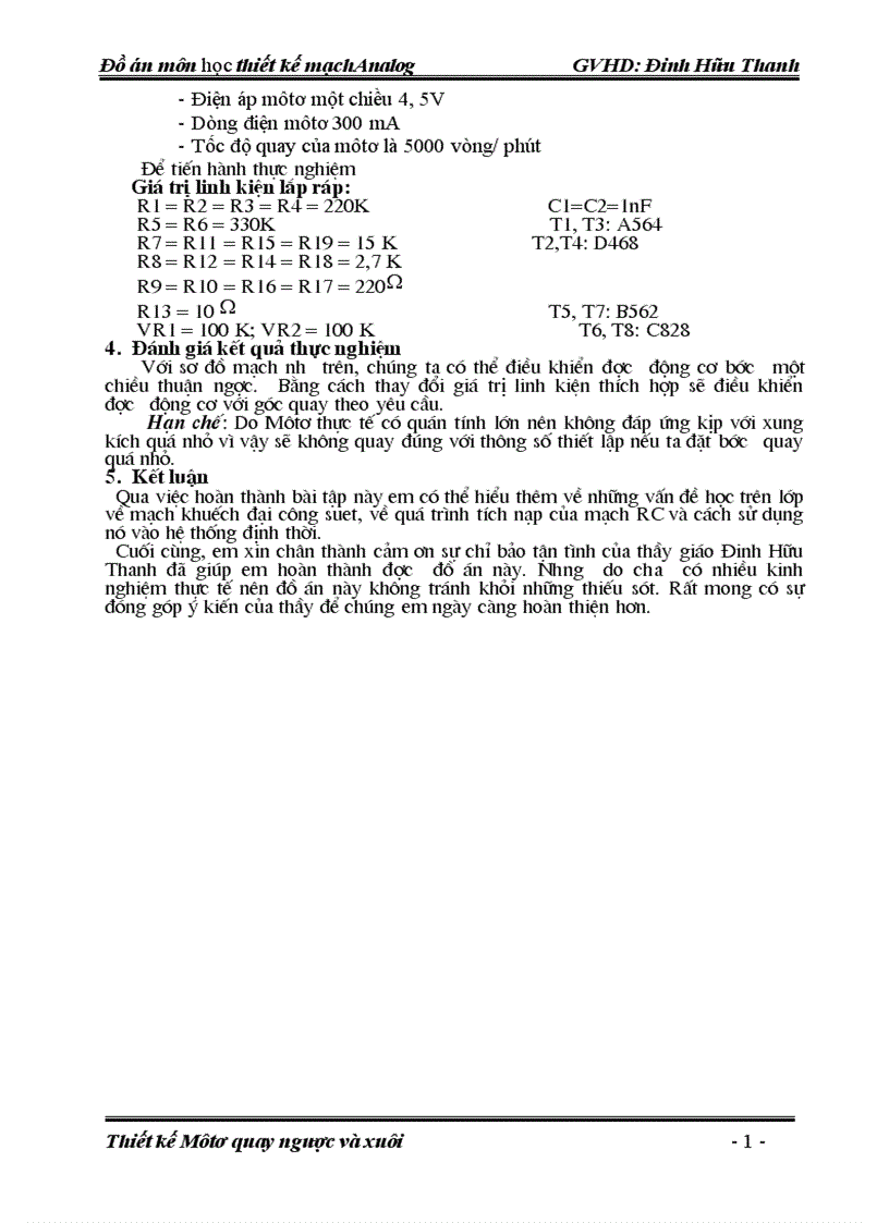 image for page Thiết kế Môtơ quay ngược và xuôi