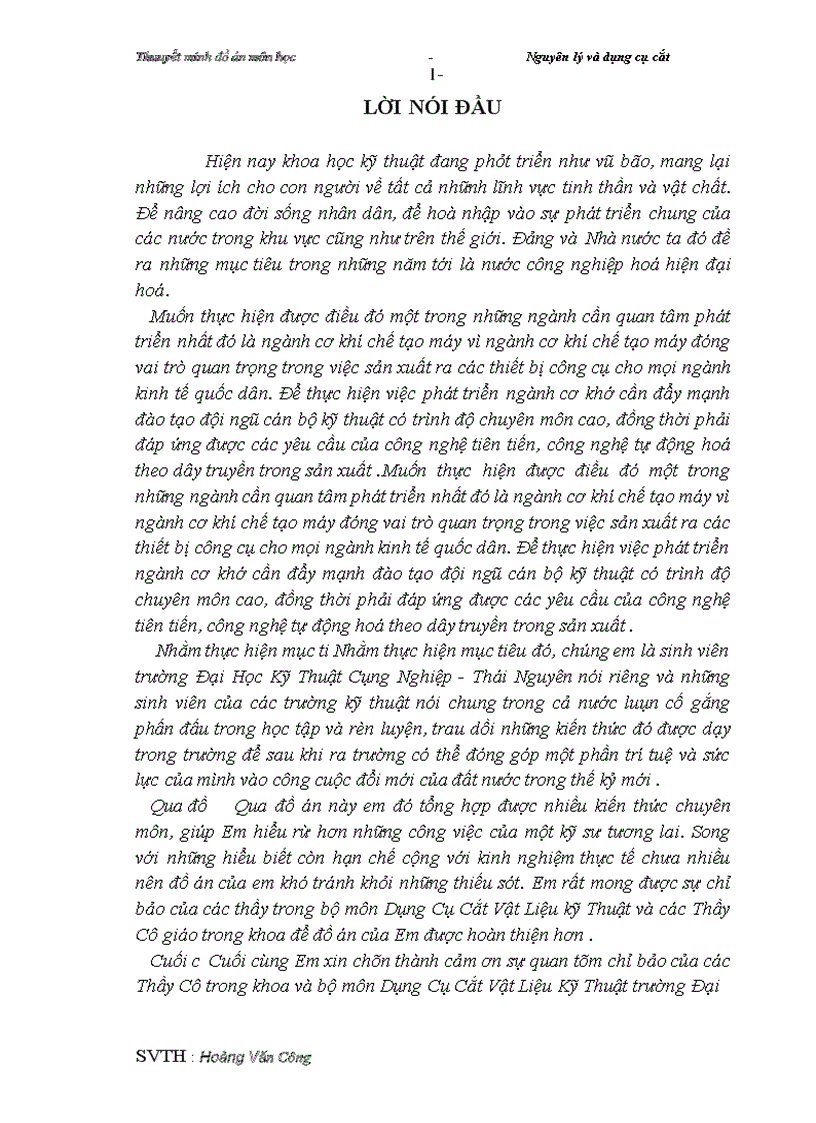 image for page Thuuyết minh môn học Nguyên lý và dụng cụ cắt