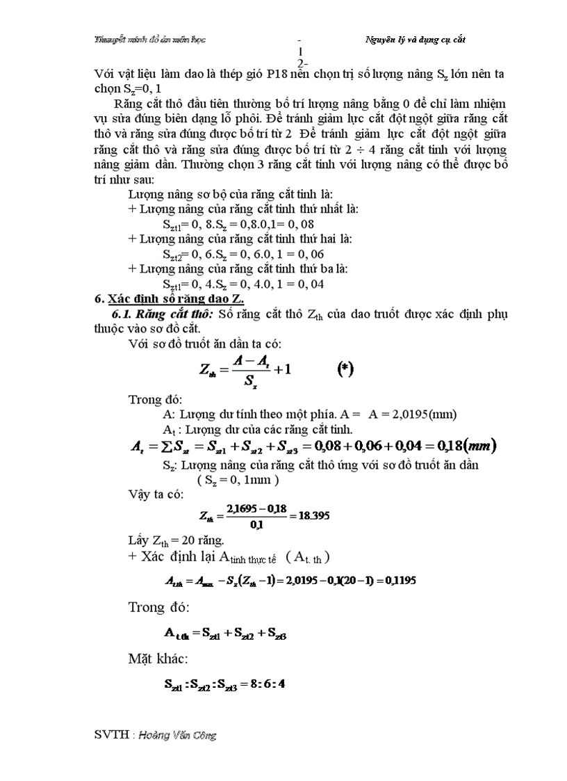 image for page Thuuyết minh môn học Nguyên lý và dụng cụ cắt