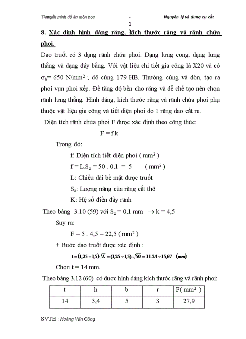 image for page Thuuyết minh môn học Nguyên lý và dụng cụ cắt