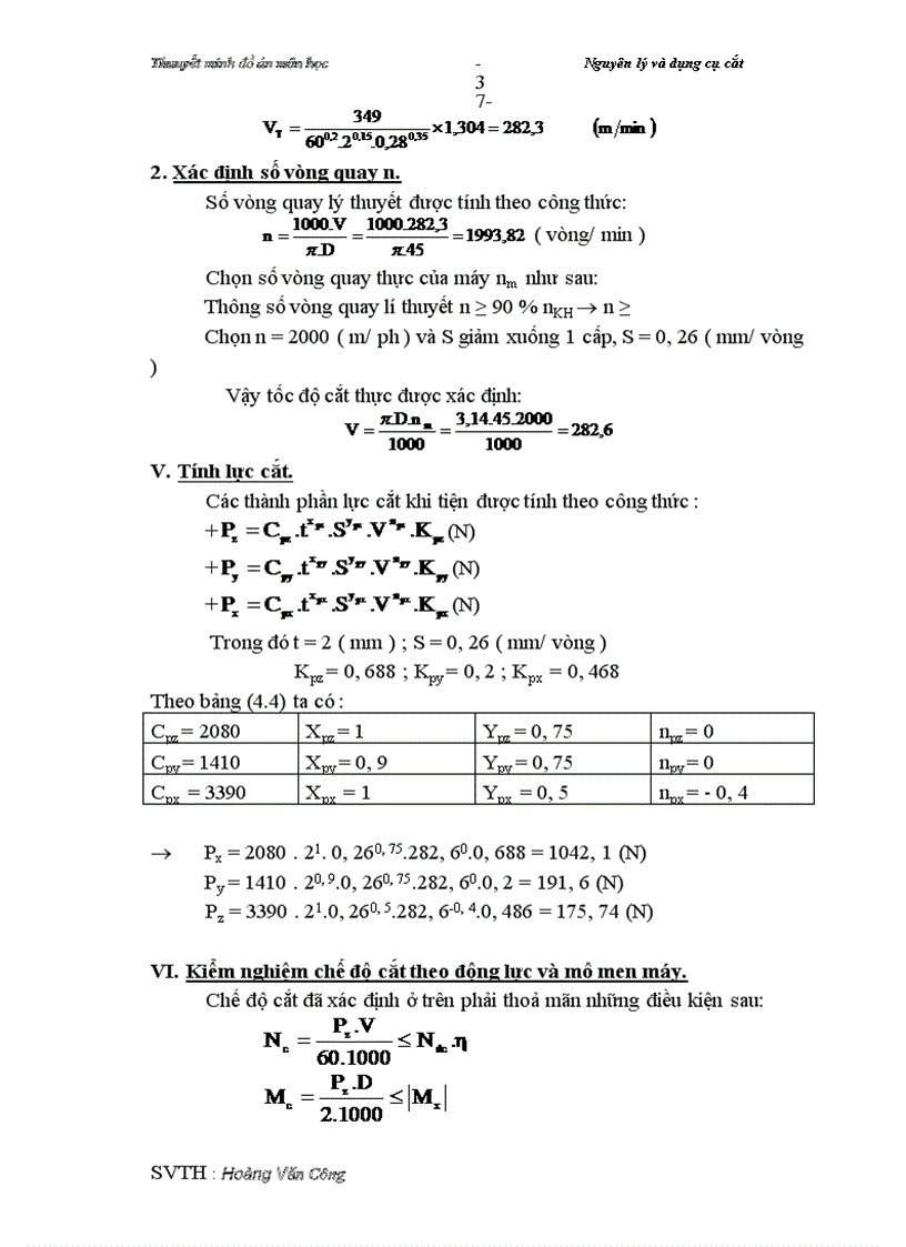 image for page Thuuyết minh môn học Nguyên lý và dụng cụ cắt