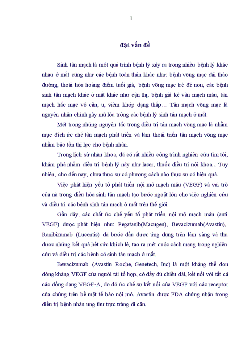 Đánh giá hiệu quả sử dụng thuốc Avastin trong điều trị tân mạch võng mạc do đái tháo đường 1