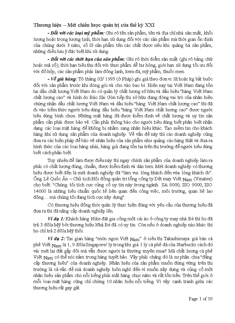 image for page Thương hiệu Một chiến lược quản trị của thế kỷ XXI