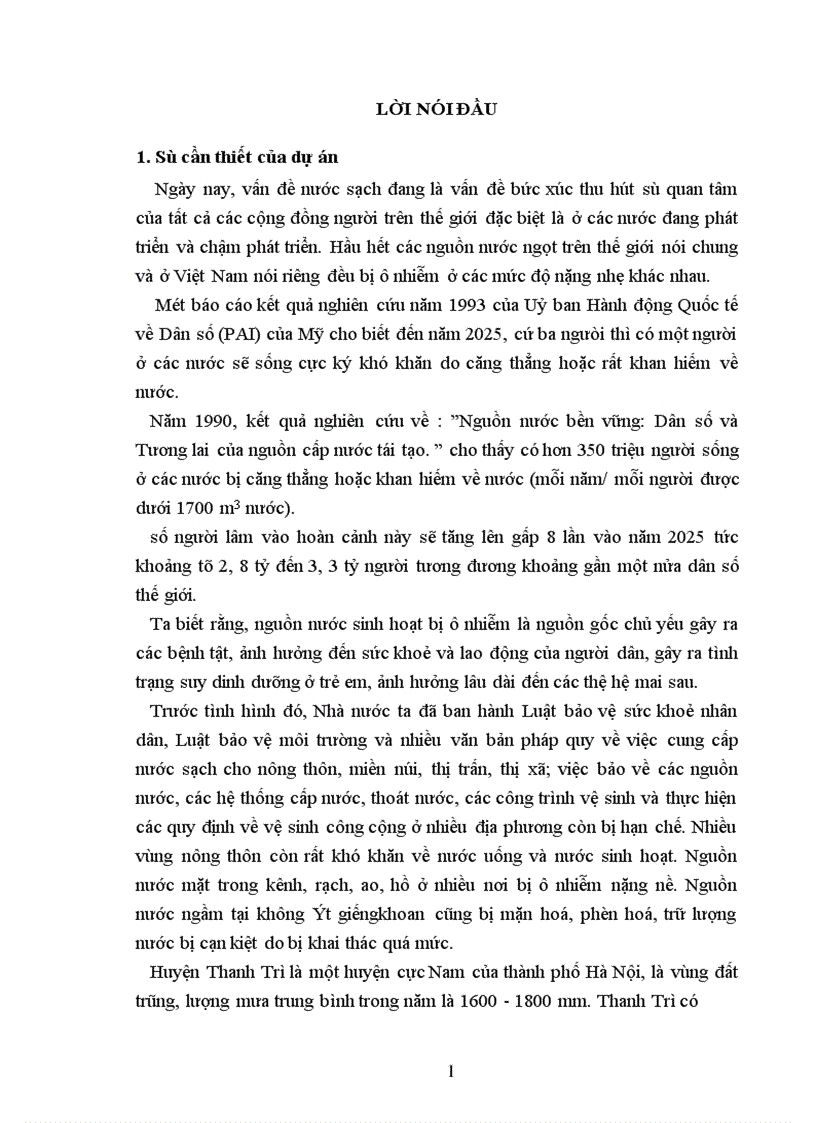 image for page Phân tích chi phí lợi ích của Dự án cấp nước sinh hoạt cho các xã còn lại thuộc huyện Thanh Trì Hà Nội