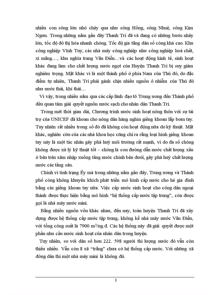 image for page Phân tích chi phí lợi ích của Dự án cấp nước sinh hoạt cho các xã còn lại thuộc huyện Thanh Trì Hà Nội