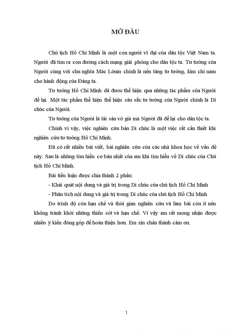 image for page Phân tích nội dung và giá trị trong Di chúc của chủ tịch Hồ Chí Minh