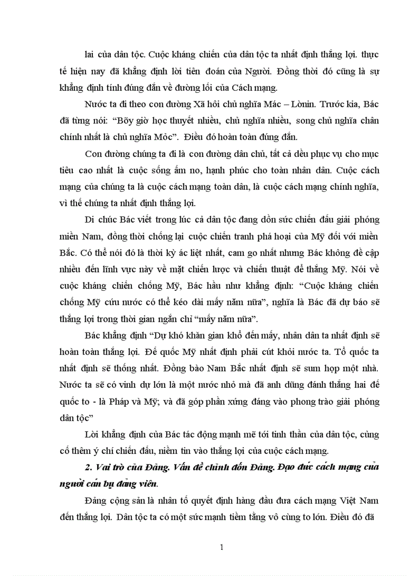 image for page Phân tích nội dung và giá trị trong Di chúc của chủ tịch Hồ Chí Minh