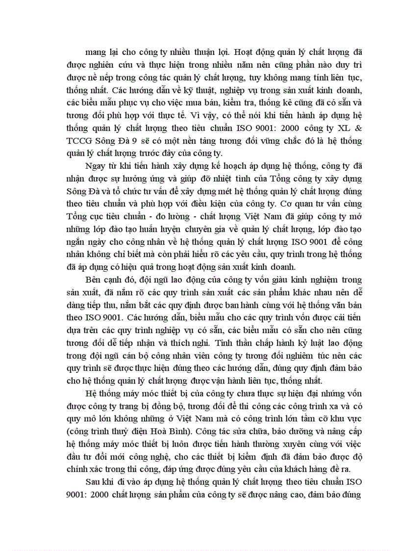 image for page Kế hoạch xây dựng và áp dụng hệ thống quản lý chất lượng theo tiêu chuẩn ISO 9001 2000 tại Công ty Sông Đà 9