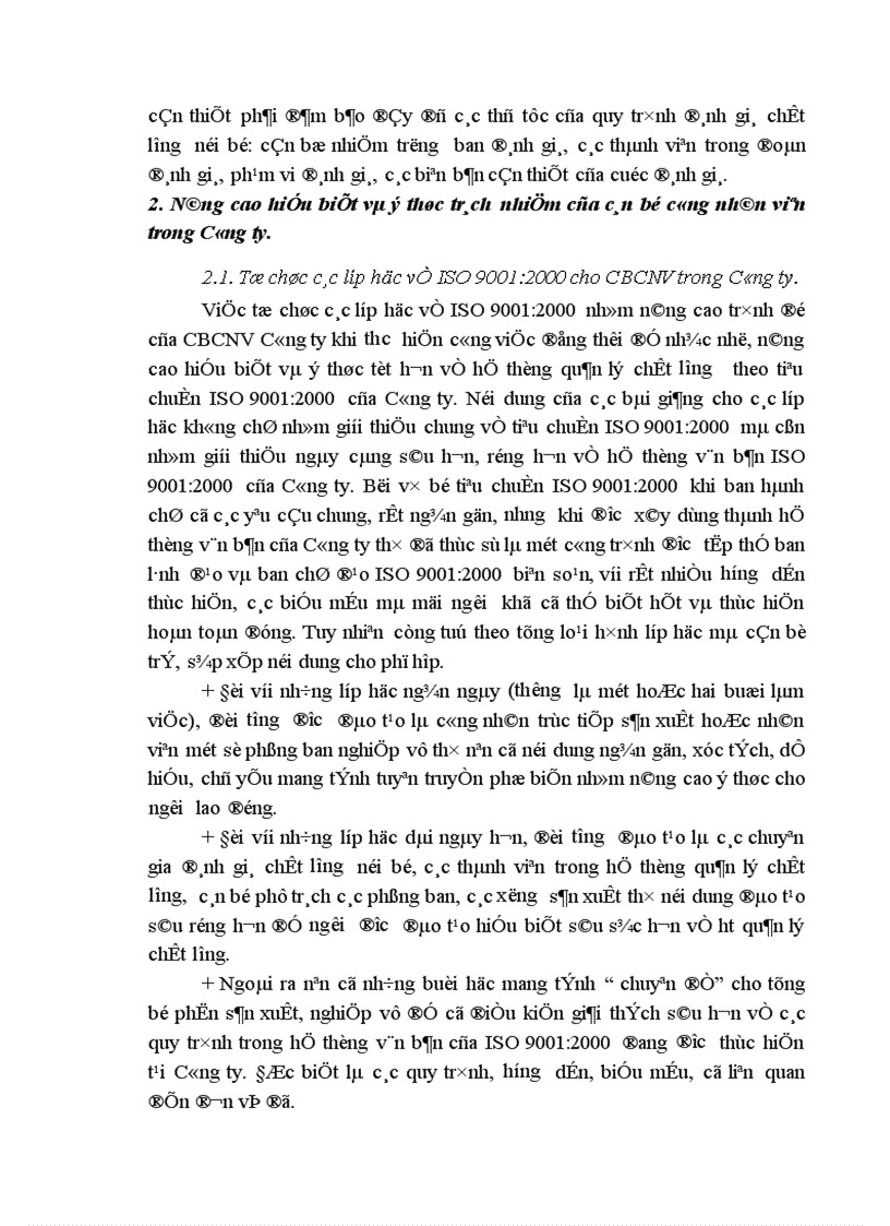 image for page Kế hoạch xây dựng và áp dụng hệ thống quản lý chất lượng theo tiêu chuẩn ISO 9001 2000 tại Công ty Sông Đà 9