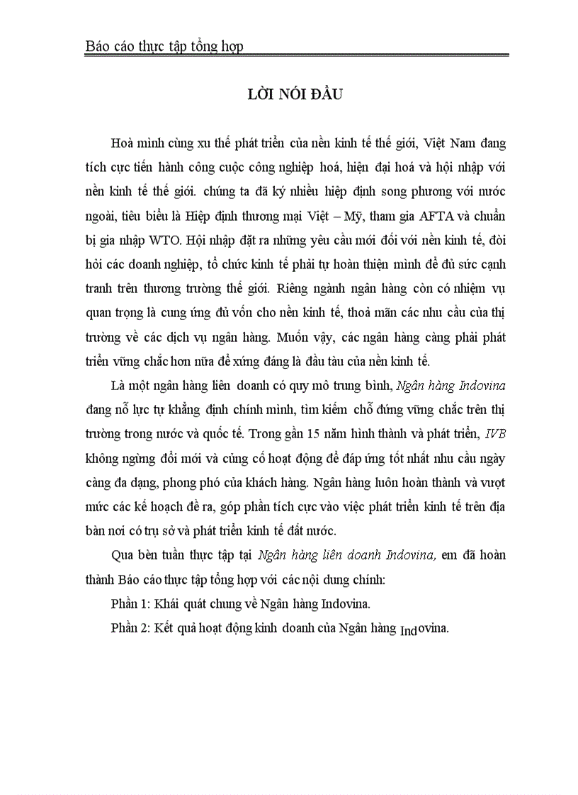 image for page Báo cáo thực tập tổng hợp tại Ngân hàng Indovina