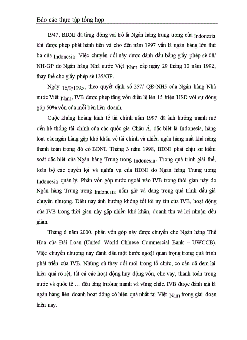 image for page Báo cáo thực tập tổng hợp tại Ngân hàng Indovina