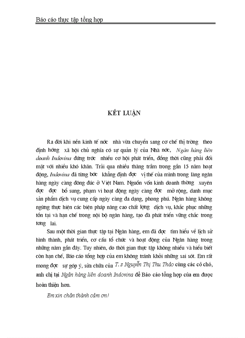 image for page Báo cáo thực tập tổng hợp tại Ngân hàng Indovina