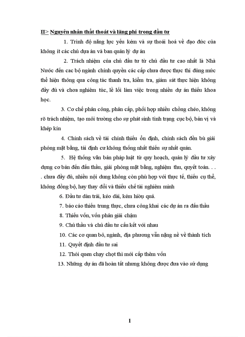 image for page Thất thoát và lãng phí trong đầu tư 1