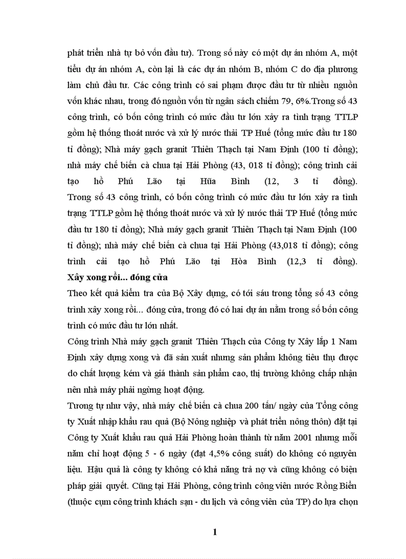 image for page Thất thoát và lãng phí trong đầu tư 1