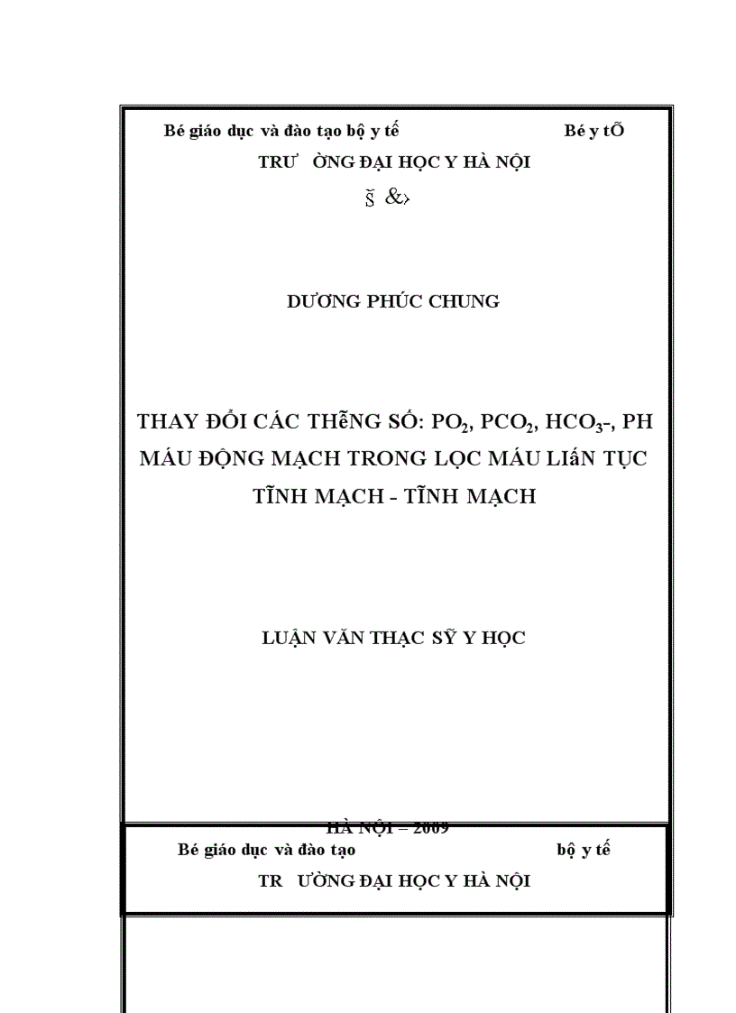 image for page Đánh giá sự thay đổi các thông số PO2 PCO2 HCO3 và PH máu động mạch trong quá trình lọc máu liên tục Tĩnh mạch tĩnh mạch