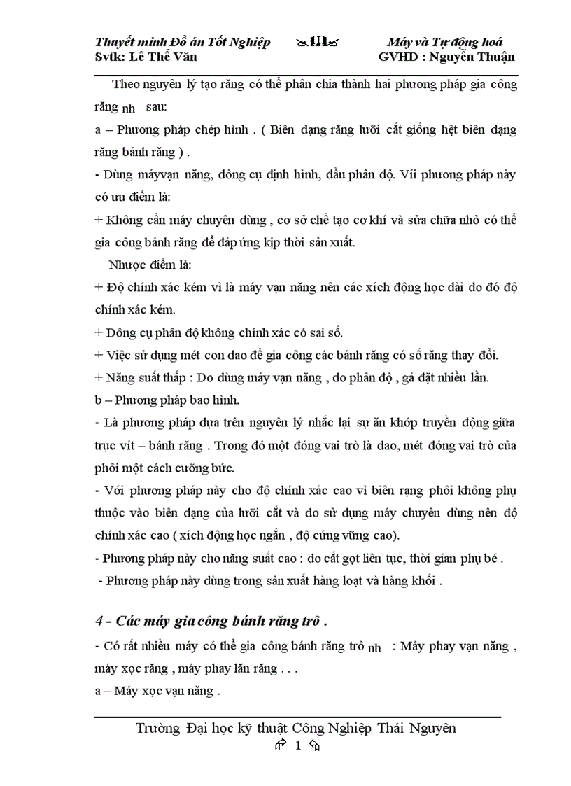 image for page Thiết kế máy phay lăn răng bán tự động