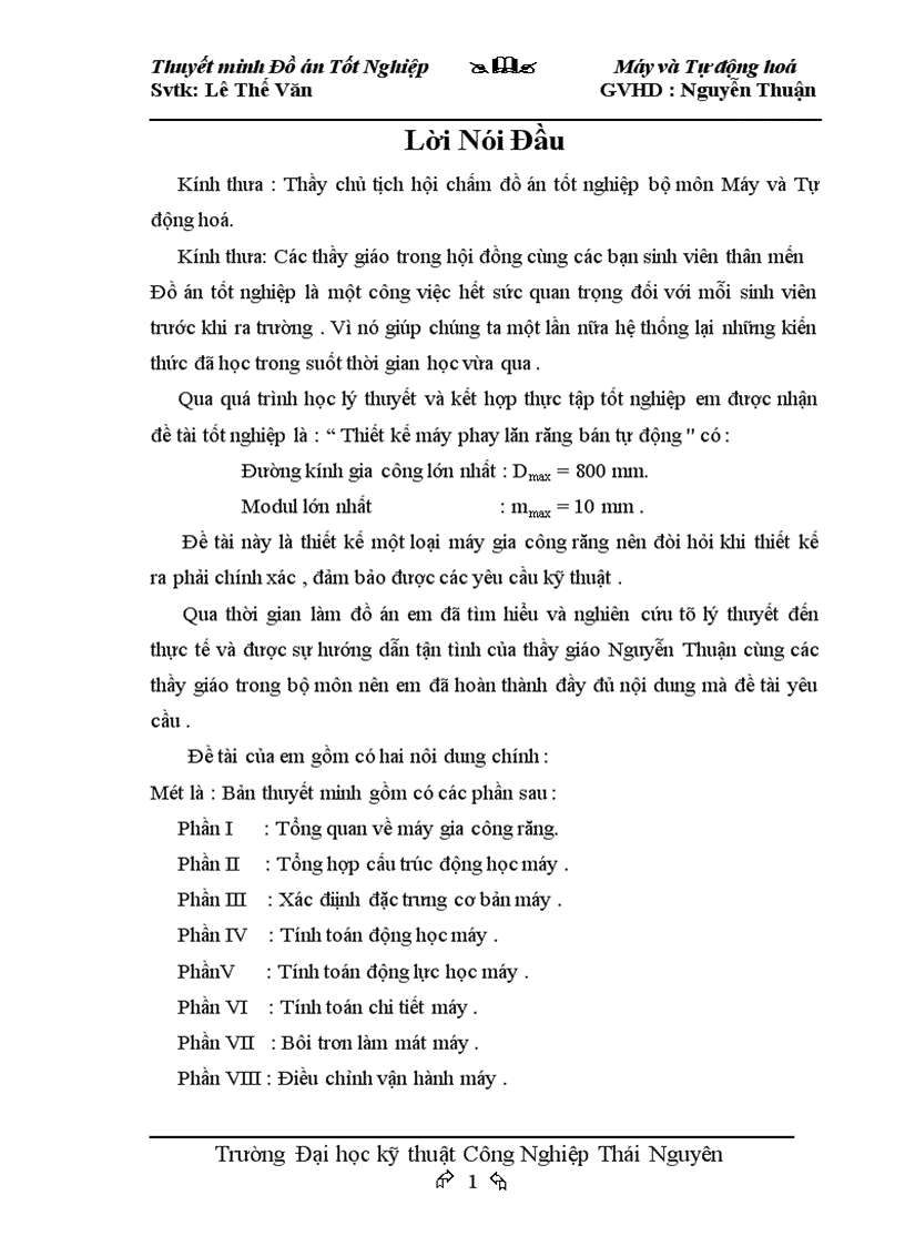 image for page Thiết kế máy phay lăn răng bán tự động