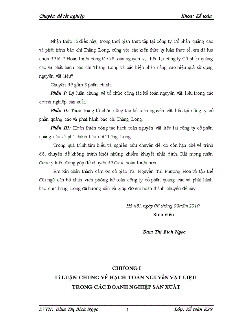 Hoàn thiện công tác kế toán nguyên vật liệu tại công ty Cổ phần quảng cáo và phát hành báo chí Thăng Long và các biện pháp nâng cao hiệu quả sử dụng nguyên vật liệu 1