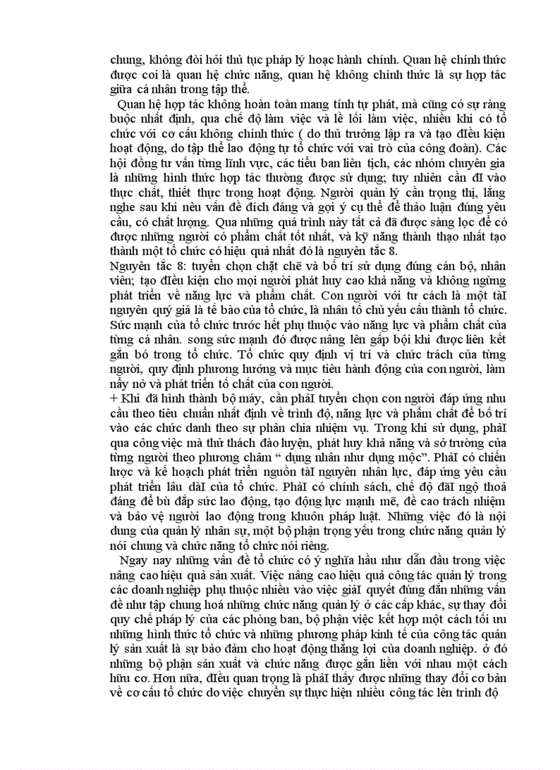 image for page Liên hệ trực tiếp doanh nghiệp để phân tích ý nghĩa và mối quan hệ biện chứng giữa 8 nguyên tắc cơ bản về tổ chức
