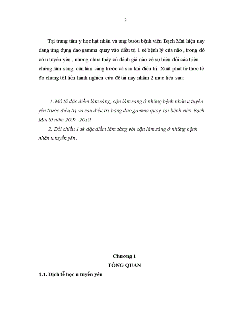 image for page Mô tả đặc điểm lâm sàng cận lâm sàng ở những bệnh nhân u tuyến yên trước điều trị và sau điều trị bằng dao gamma quay tại bệnh viện Bạch Mai từ năm 2007 2010