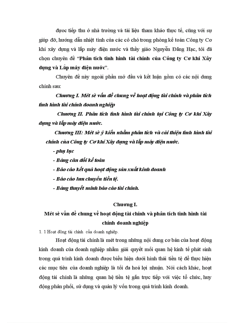 image for page Phân tích tình hình tài chính của Công ty Cơ khí Xây dựng và Lắp máy điện nước 1