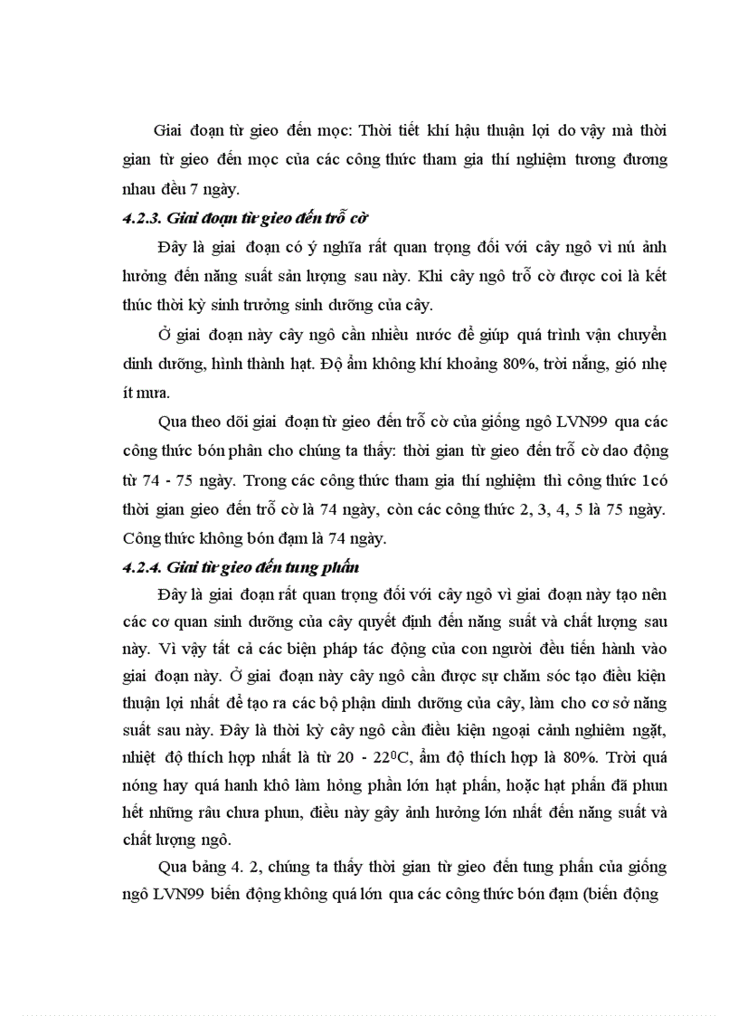image for page Nghiên cứu ảnh hưởng của liều lượng đạm bón vào thời kỳ trước trỗ đến sinh trưởng và năng suất của giống ngô LVN99 vụ xuân năm 2011