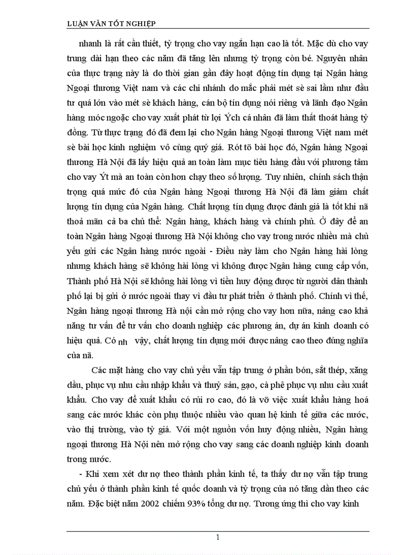 image for page Giải pháp nâng cao chất lượng tín dụng tại Ngân hàng Ngoại thương Hà Nội 1