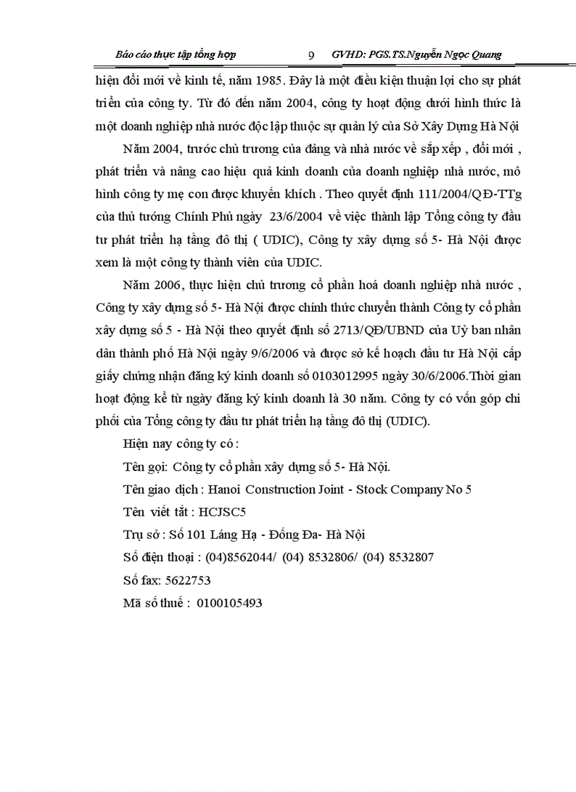 image for page Hoàn thiện kế toán chi phí sản xuất và tính giá thành sản phẩm xây lắp tại Công ty cổ phần xây dựng số 5 Hà Nội 1