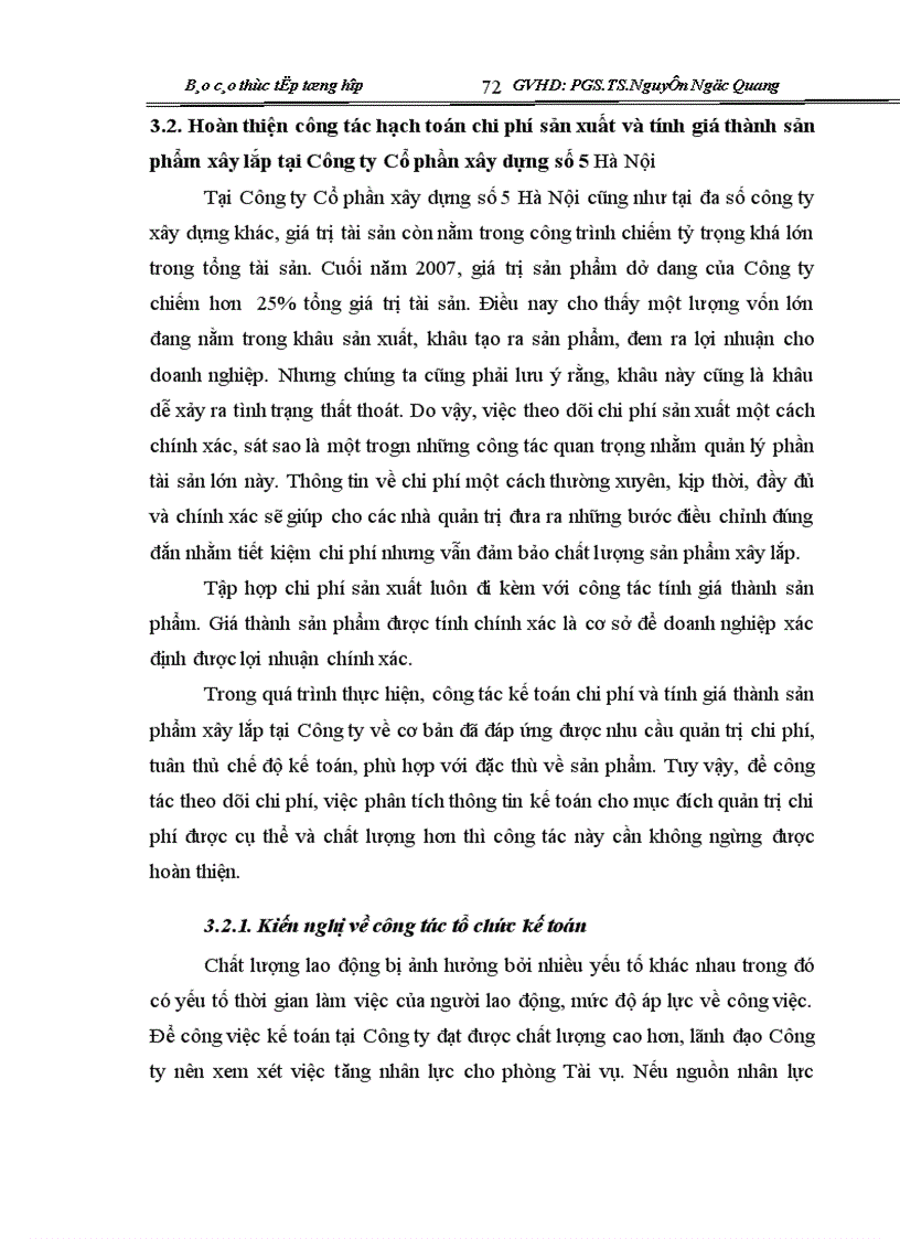 image for page Hoàn thiện kế toán chi phí sản xuất và tính giá thành sản phẩm xây lắp tại Công ty cổ phần xây dựng số 5 Hà Nội 1