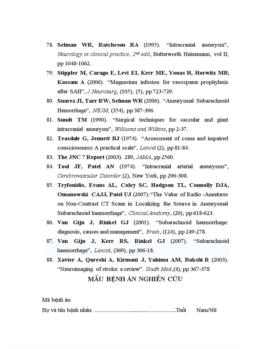 image for page Nghiên cứu đặc điểm lâm sàng hình ảnh học và một số biến chứng của bệnh nhân chảy máu dưới nhện do vỡ phình động mạch thông trước 1
