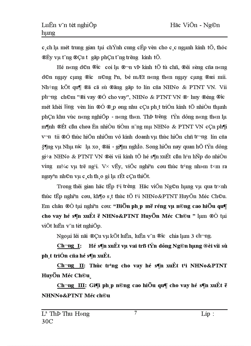 image for page Biện pháp mở rộng và nâng cao hiệu quả cho vay hộ sản xuất ở NHNo PTNT Huyện Mộc Châu