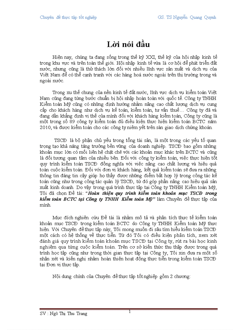 image for page Hoàn thiện quy trình kiểm toán khoản mục TSCĐ trong kiểm toán BCTC tại Công ty TNHH Kiểm toán Mỹ 1